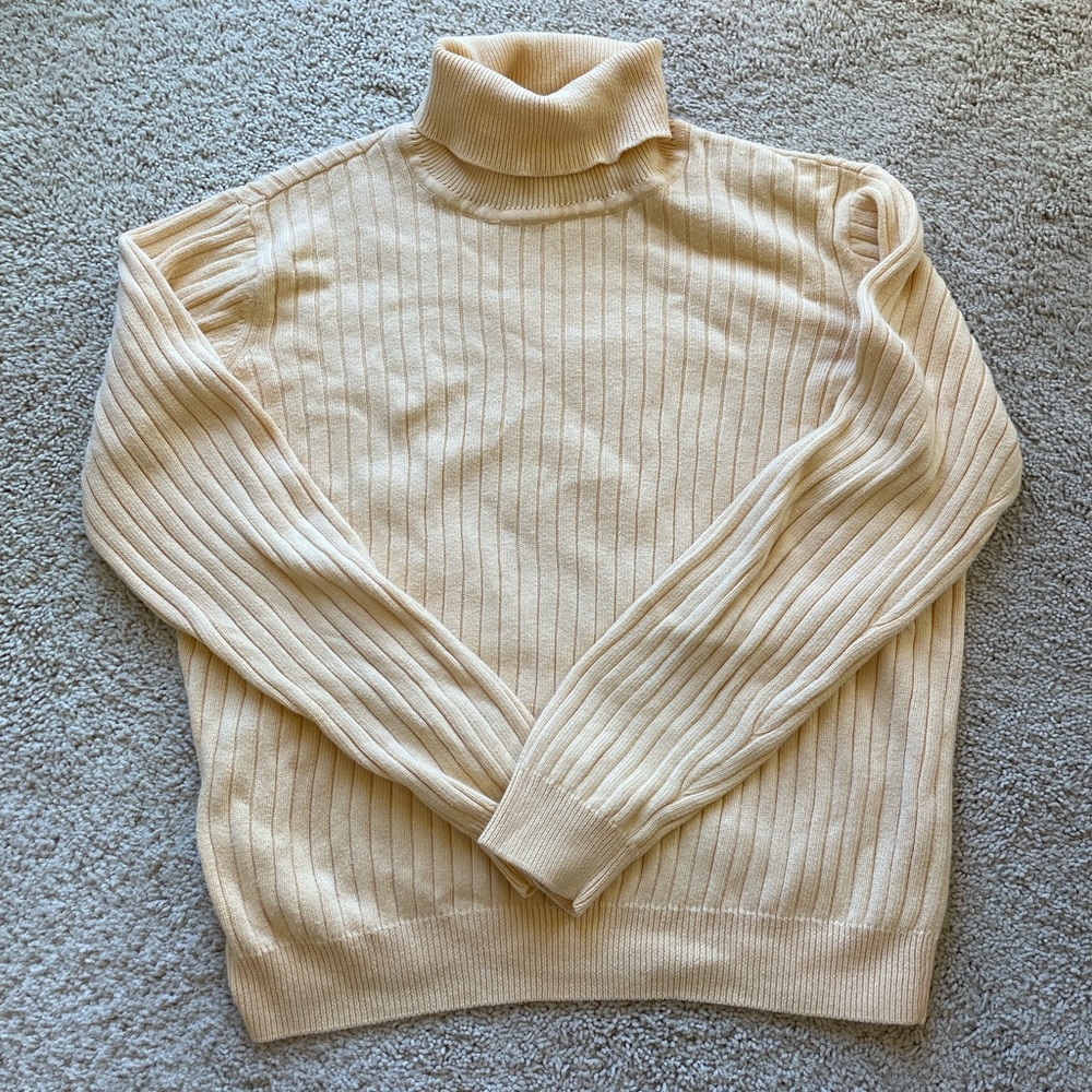 Pastel Yellow Ribbed Turtleneck Sweater!